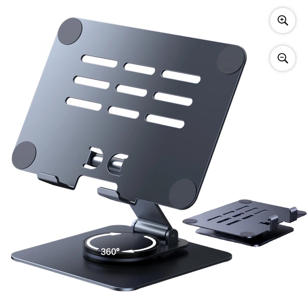 Adjustable Black Folding Laptop & Tablet Stand with 360° Rotation